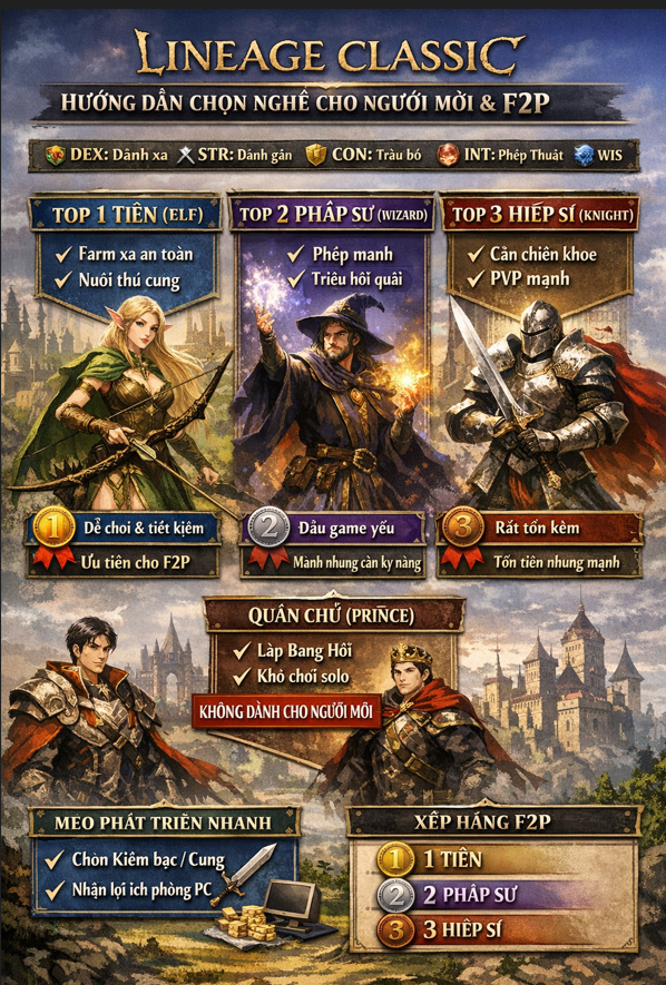 Lineage Classic: Top 3 nghề nghiệp được đề xuất cho người mới